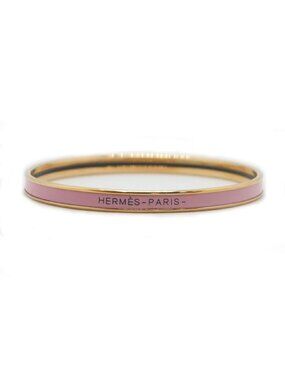 Hermes Enamel Bracelet Extra Fan Uni Rose Beaute Pink Gold Bangle